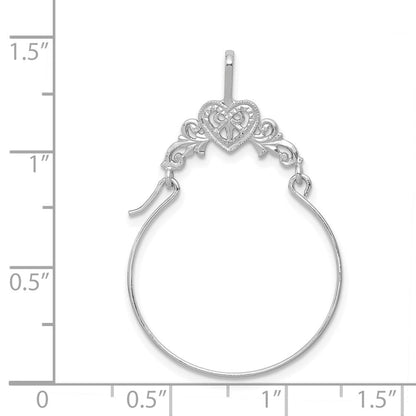 14K Weißgold Poliert Filigran Herz Charm Halter