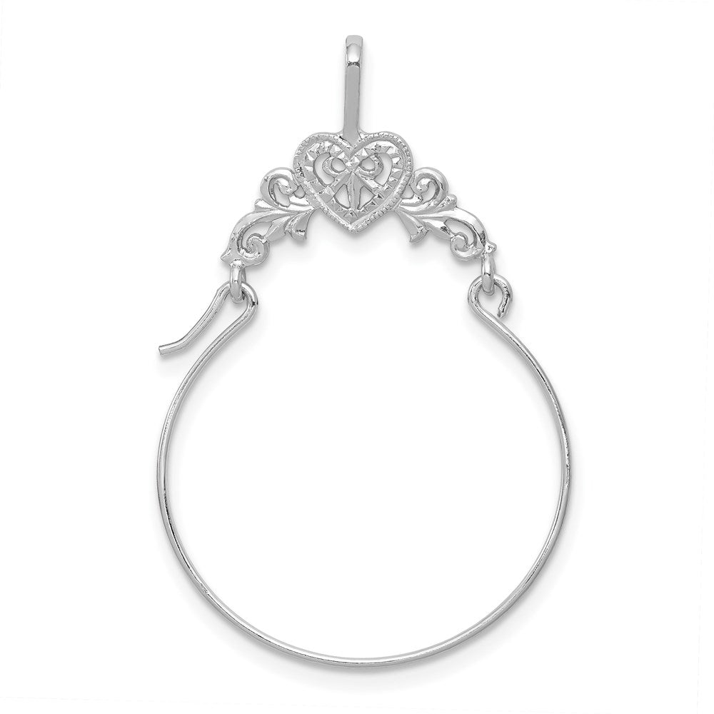 14K Weißgold Poliert Filigran Herz Charm Halter