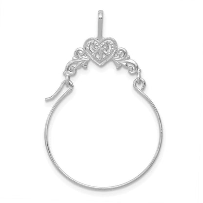 14K Weißgold Poliert Filigran Herz Charm Halter