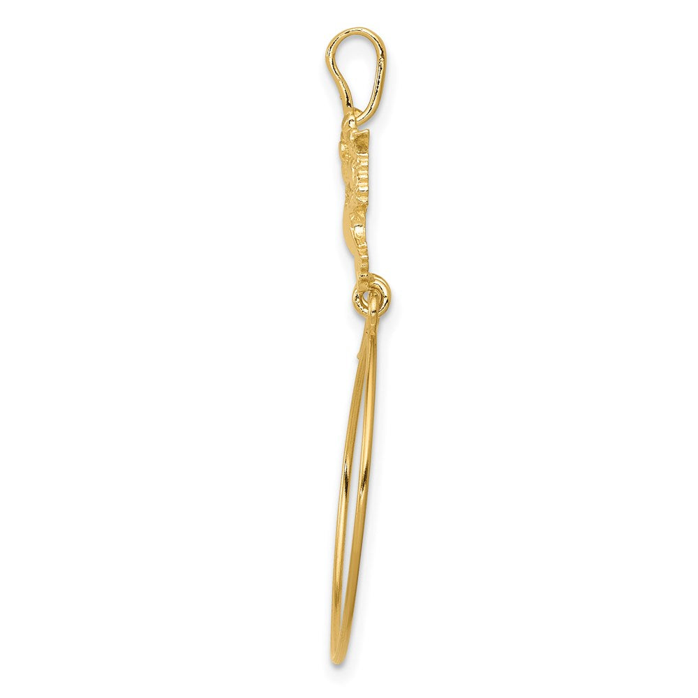 14K Gelbgold Poliert Doves und Schleife Charm Halter