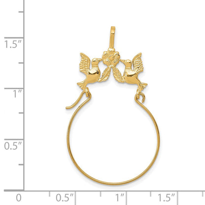 14K Gelbgold Poliert Doves und Schleife Charm Halter