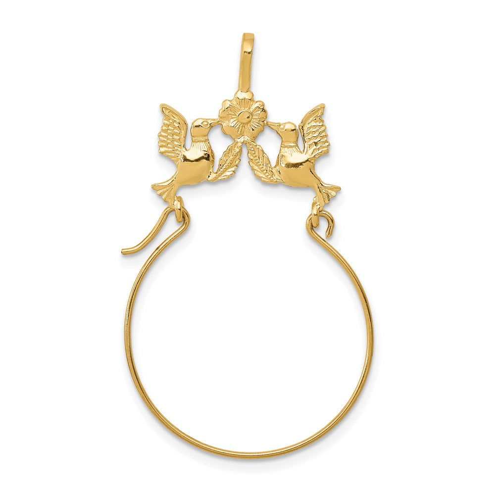 14K Gelbgold Poliert Doves und Schleife Charm Halter