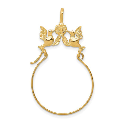 14K Gelbgold Poliert Doves und Schleife Charm Halter