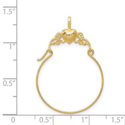 14K Gelbgold Poliert Herz Charm Halter