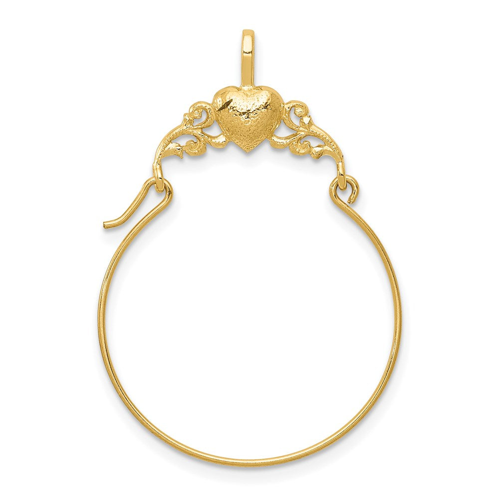14K Gelbgold Poliert Herz Charm Halter