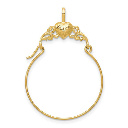 14K Gelbgold Poliert Herz Charm Halter