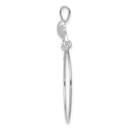 14K Weißgold Poliert Herz Charm Halter