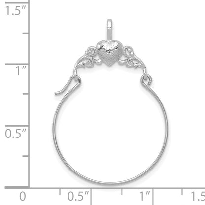 14K Weißgold Poliert Herz Charm Halter