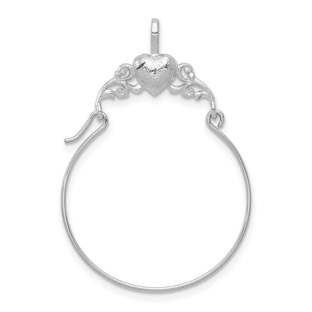 14K Weißgold Poliert Herz Charm Halter