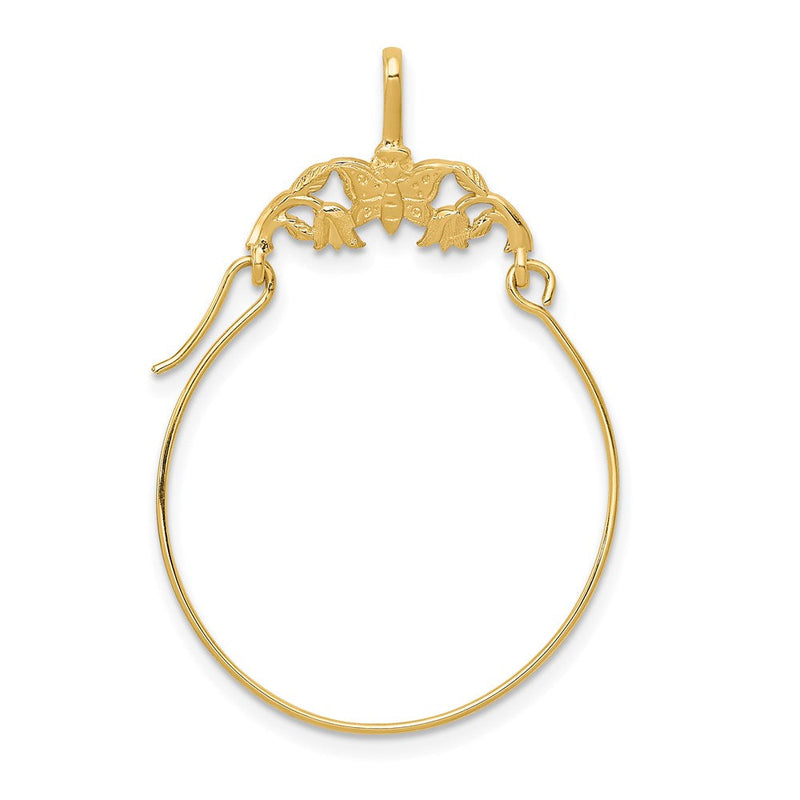 14K Gelbgold Poliert Butterflies Charm Halter