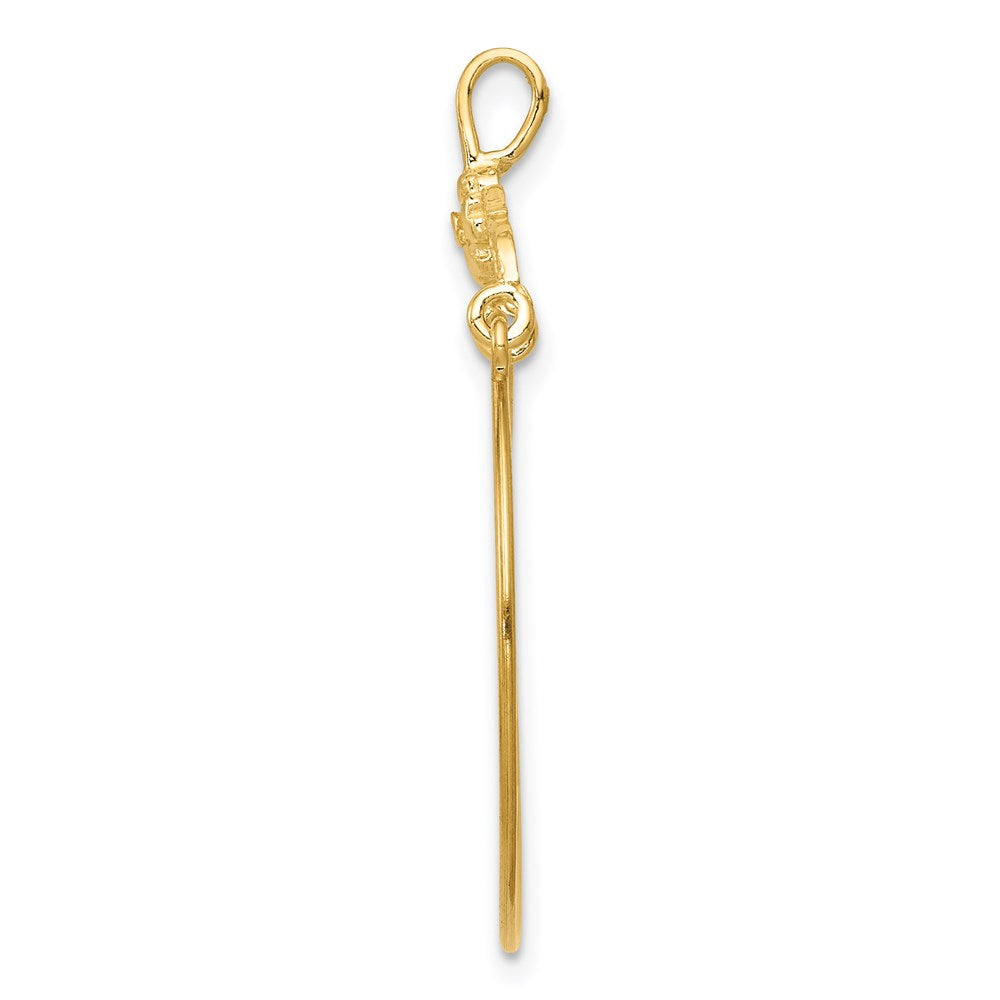 14K Gelbgold Poliert Blumen Charm Halter