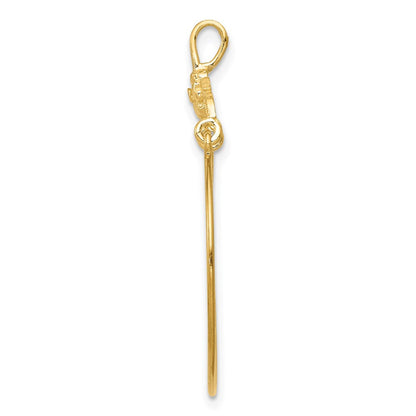 14K Gelbgold Poliert Blumen Charm Halter