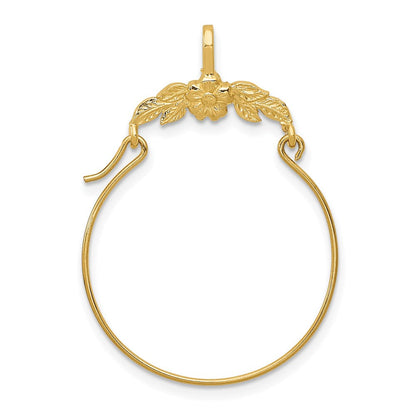 14K Gelbgold Poliert Blumen Charm Halter
