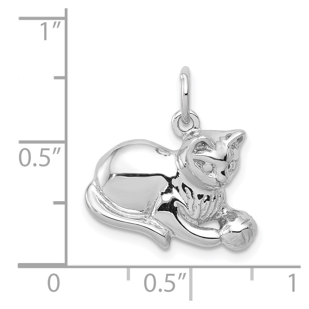 14K Weißgold Polierter Cat-Charm mit Offener Rückseite** Alternative, noch stärker eingedeutschte Variante: **14K Weißgold Polierter Katzen-Charm mit Offener Rückseite