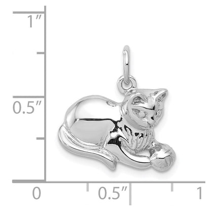 14K Weißgold Polierter Cat-Charm mit Offener Rückseite** Alternative, noch stärker eingedeutschte Variante: **14K Weißgold Polierter Katzen-Charm mit Offener Rückseite