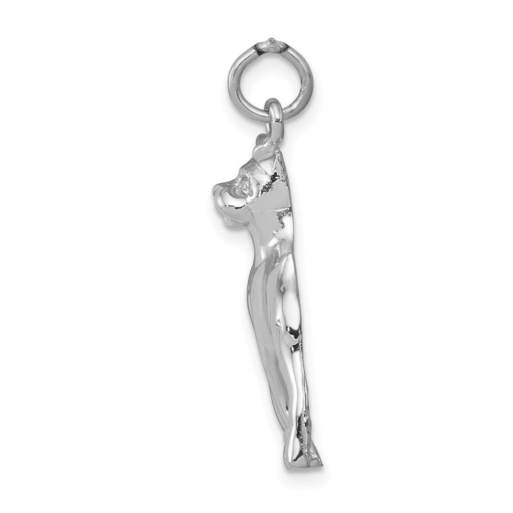 14k Weißgold massiver polierter Boxer-Charm