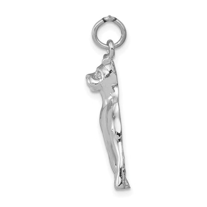 14k Weißgold massiver polierter Boxer-Charm