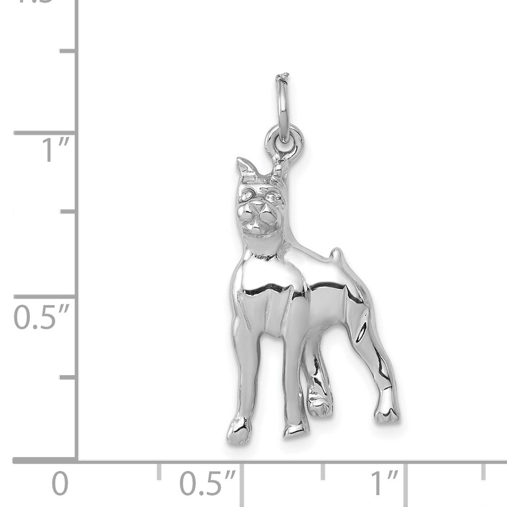 14k Weißgold massiver polierter Boxer-Charm