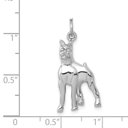14k Weißgold massiver polierter Boxer-Charm