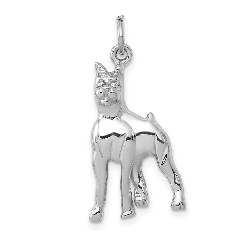 14k Weißgold massiver polierter Boxer-Charm