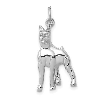 14k Weißgold massiver polierter Boxer-Charm