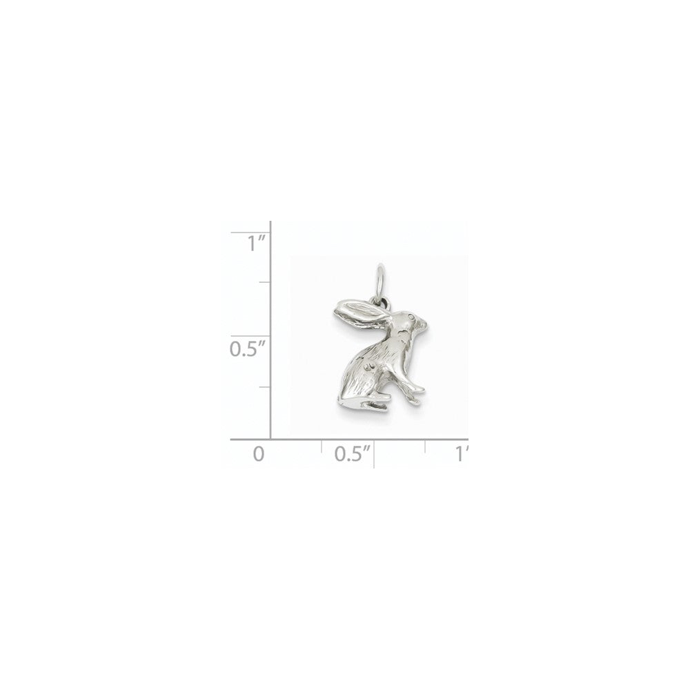 14K Weißgold massiver polierter dreidimensionaler Hase-Charm