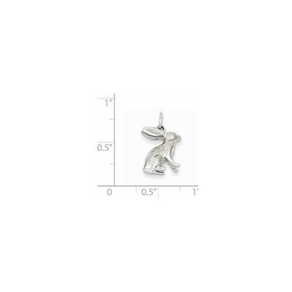 14K Weißgold massiver polierter dreidimensionaler Hase-Charm