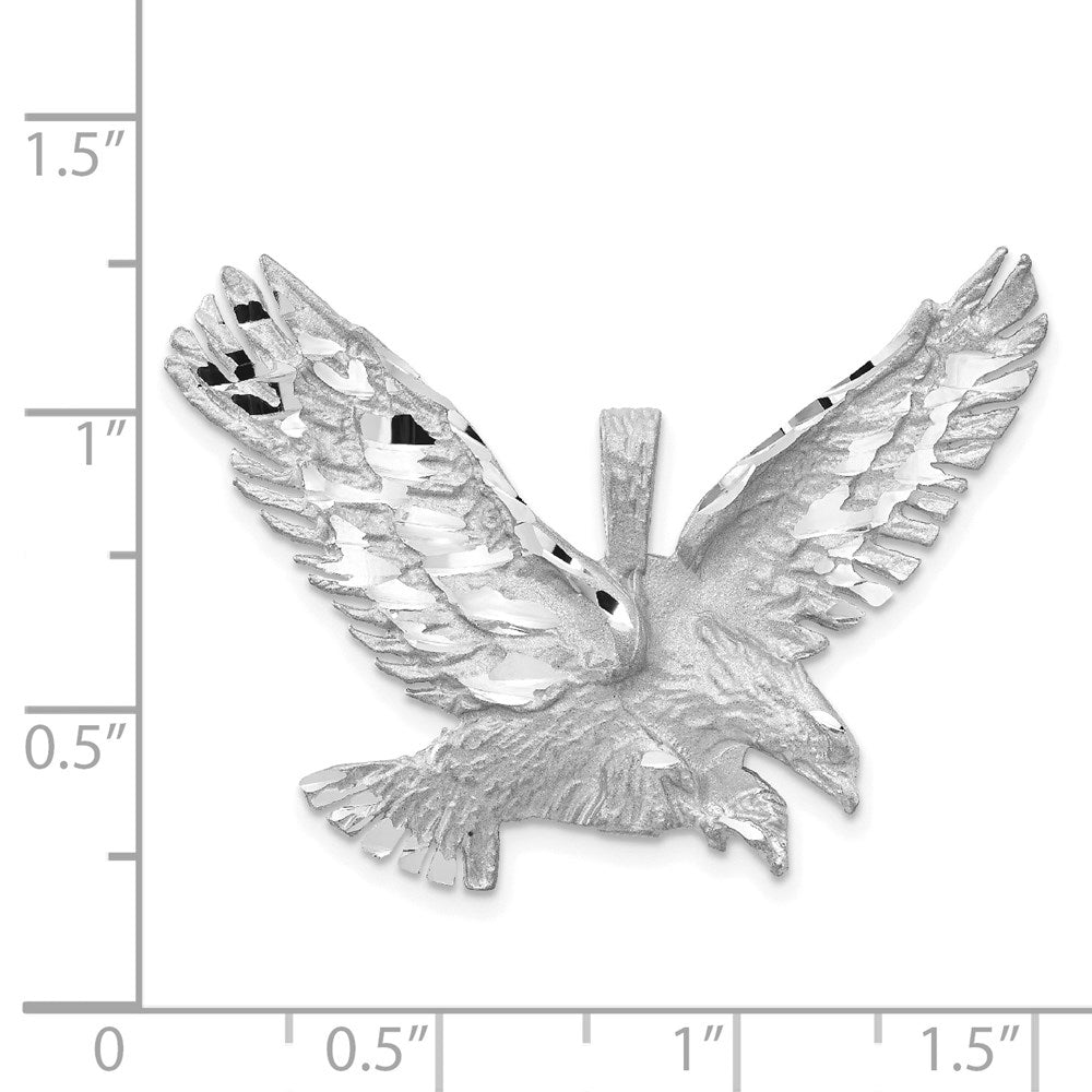 14K Weißgold Poliert Diamantgeschliffener Adler-Anhänger