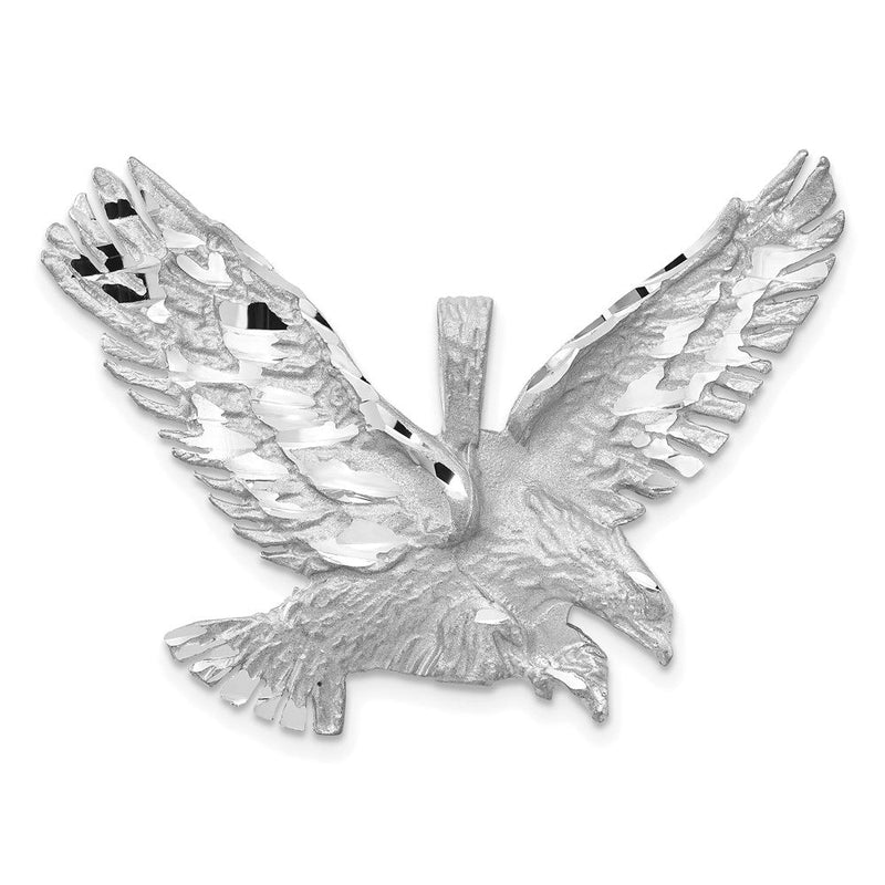 14K Weißgold Poliert Diamantgeschliffener Adler-Anhänger