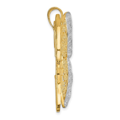 14K Gelbgold & Roségold mit Rhodium, massiv, poliert, diamantgeschliffen, Filigran-Schmetterling-Anhänger