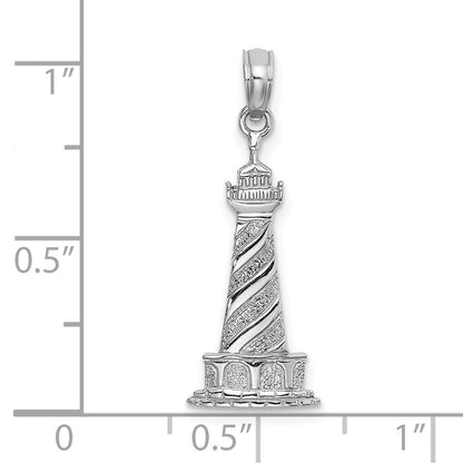 14K Weißgold 2-d Cape Hatteras Leuchtturm Charm