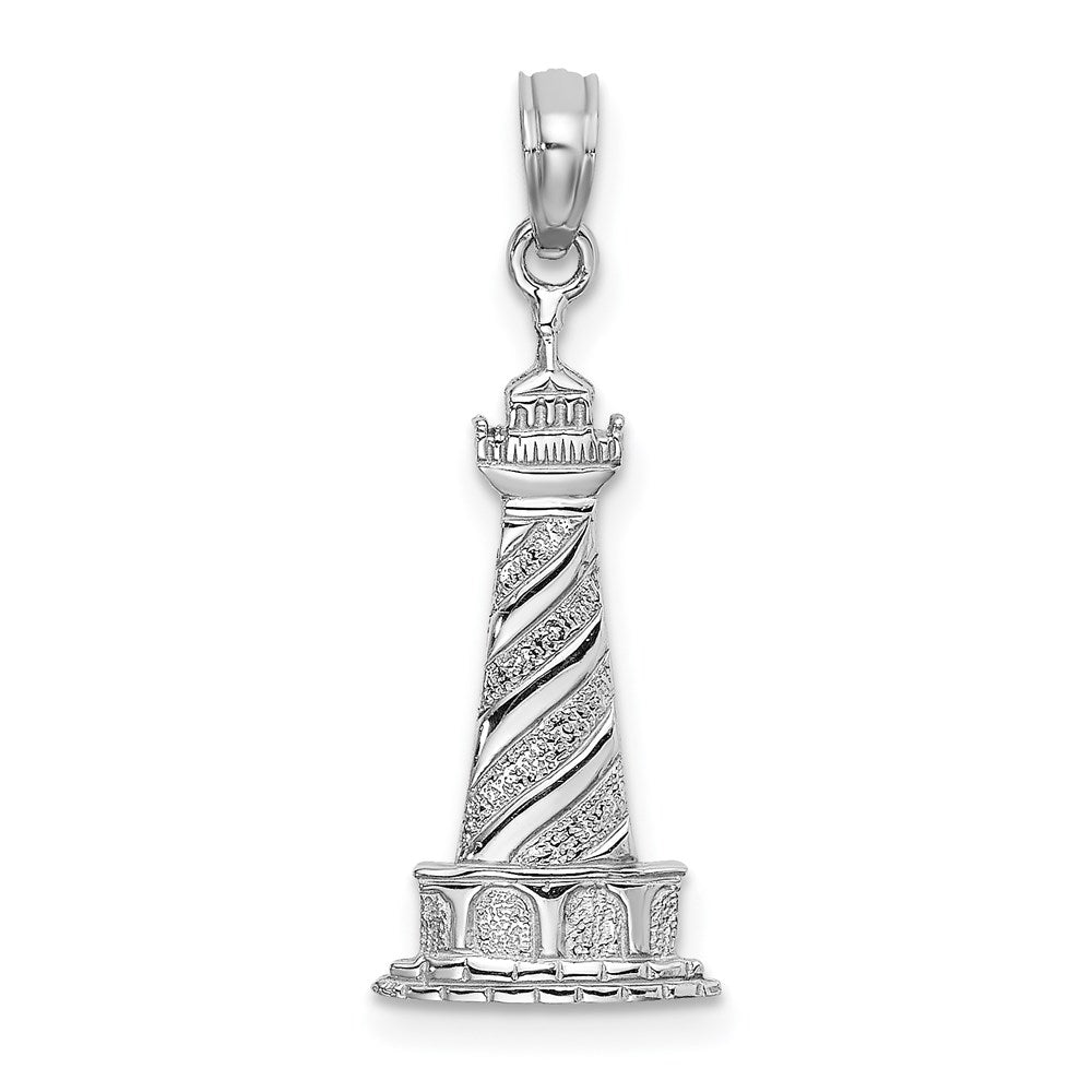 14K Weißgold 2-d Cape Hatteras Leuchtturm Charm