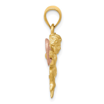 14K Bicolor Gold Satinierter Engel-Charm