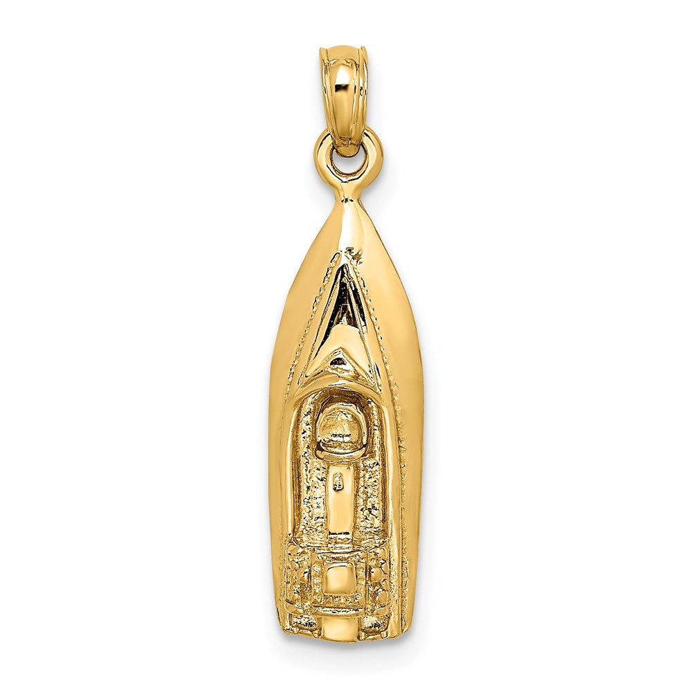 14K Gelbgold Polierter 3-D-Speedboot-Charm
