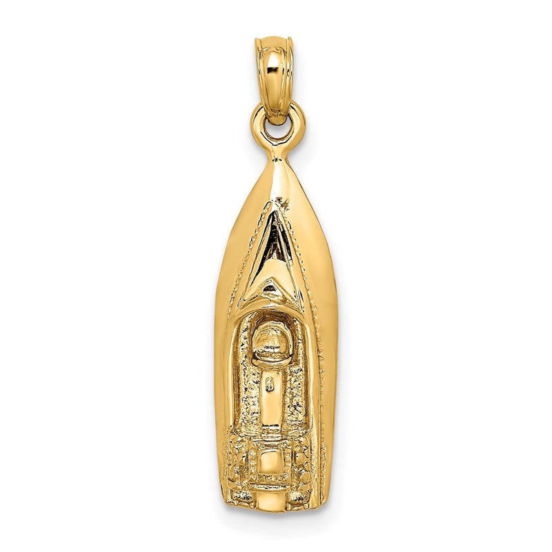 14K Gelbgold Polierter 3-D-Speedboot-Charm