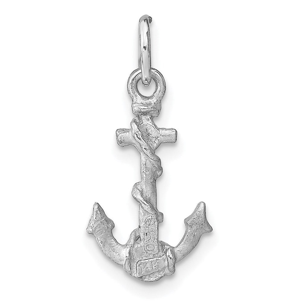 14K Weißgold Massiv Poliert Diamantiert 3-d Anker Charm