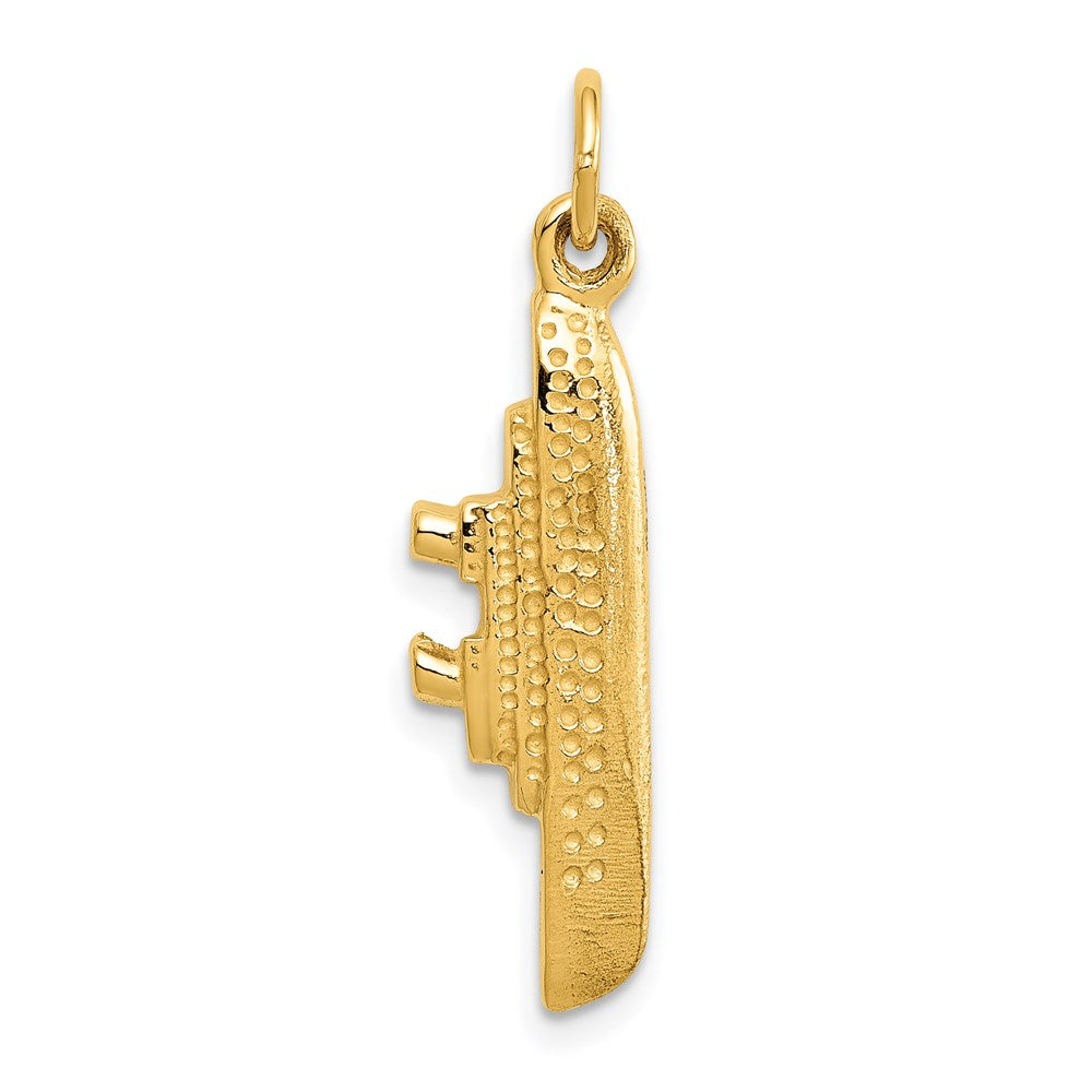 14K Gelbgold massiver polierter 3-D Kreuzfahrtschiff-Charm