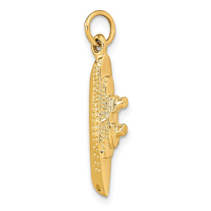 14K Gelbgold massiver polierter 3-D Kreuzfahrtschiff-Charm