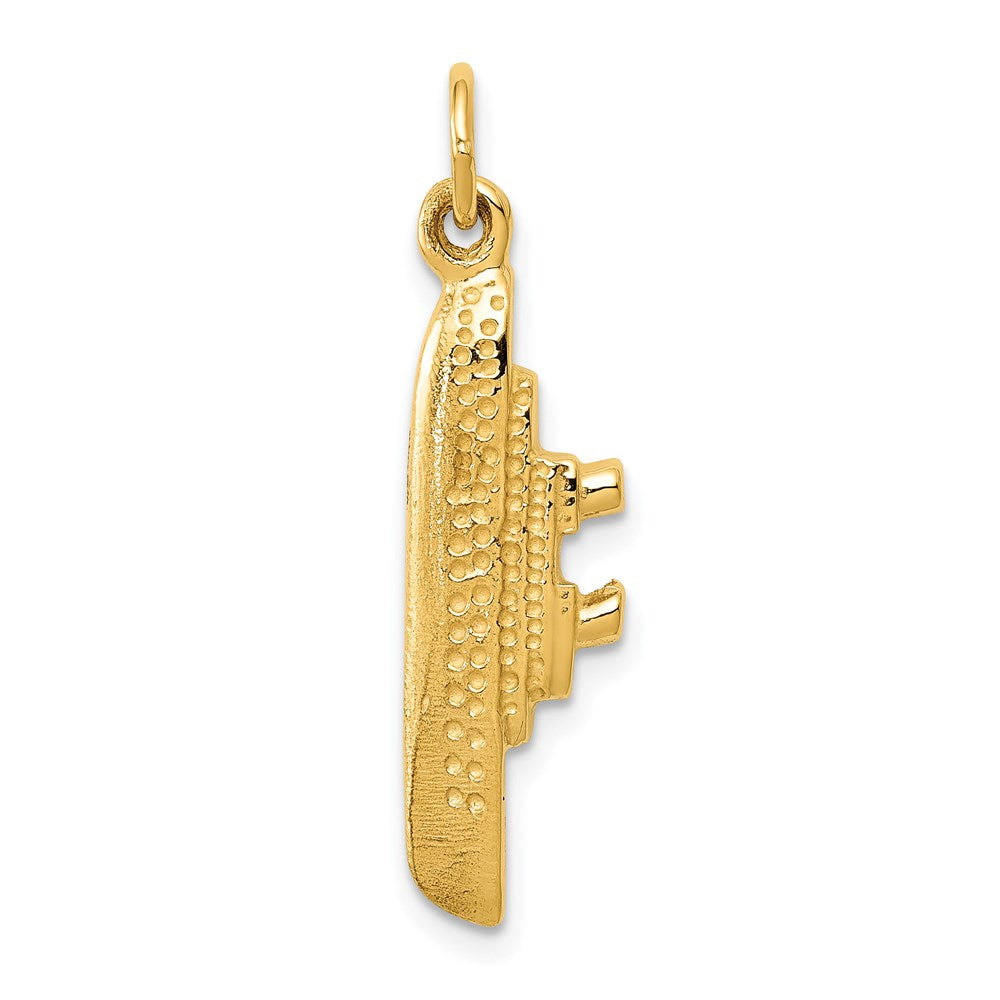 14K Gelbgold massiver polierter 3-D Kreuzfahrtschiff-Charm