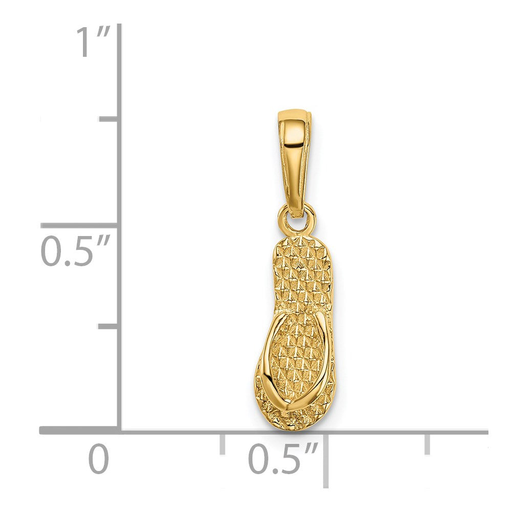 14K Gelbgold 3d Hawaii Flip-flop Anhänger