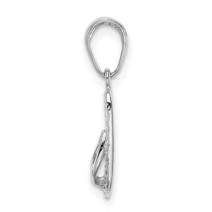 14K Weißgold 3d Hawaii Flip-flop Anhänger