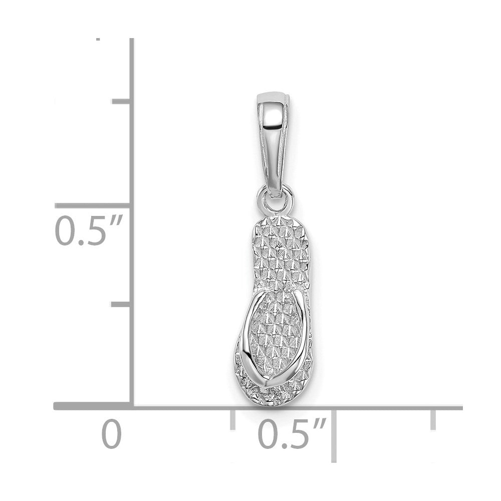 14K Weißgold 3d Hawaii Flip-flop Anhänger