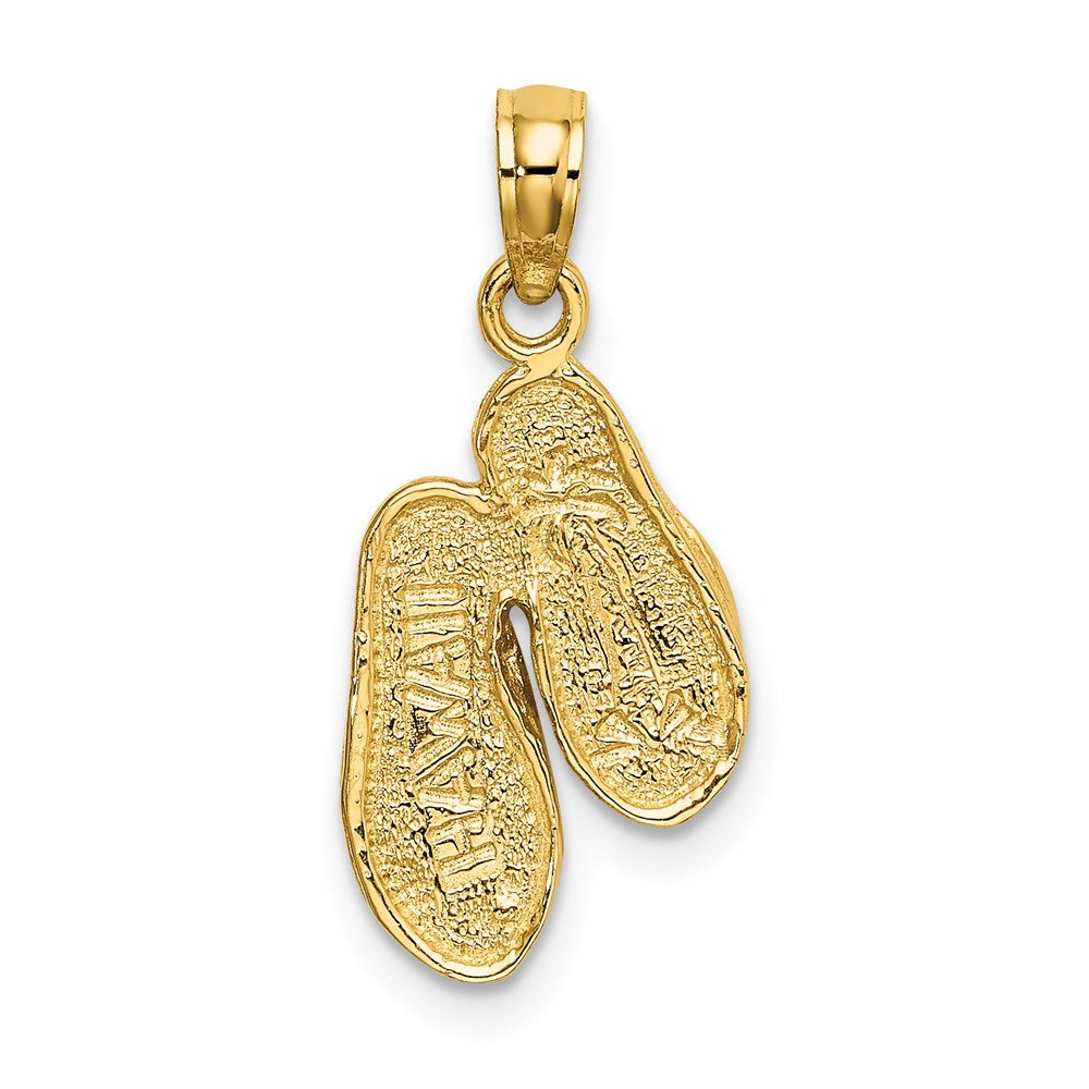 14K Gelbgold 3d Massiv Poliert Hawaii Flip-flops Charm