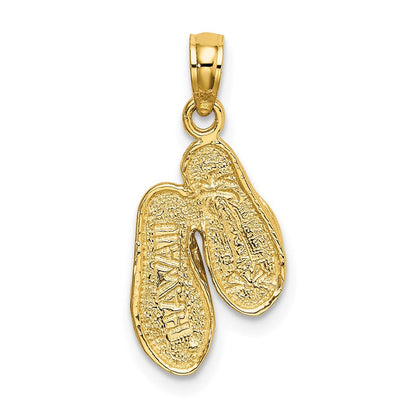 14K Gelbgold 3d Massiv Poliert Hawaii Flip-flops Charm