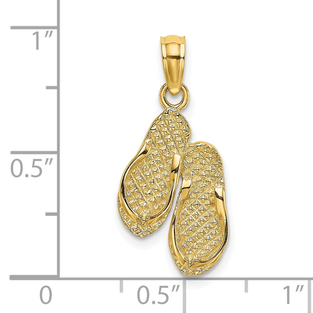 14K Gelbgold 3d Massiv Poliert Hawaii Flip-flops Charm