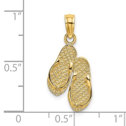14K Gelbgold 3d Massiv Poliert Hawaii Flip-flops Charm