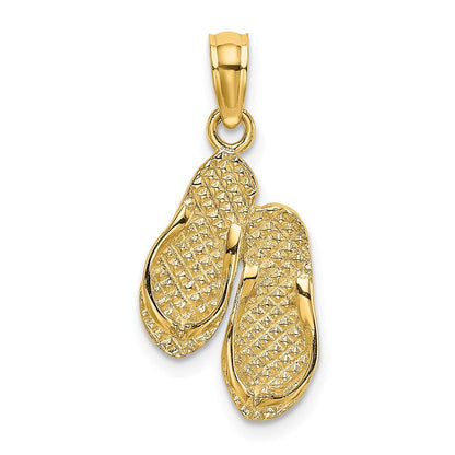 14K Gelbgold 3d Massiv Poliert Hawaii Flip-flops Charm