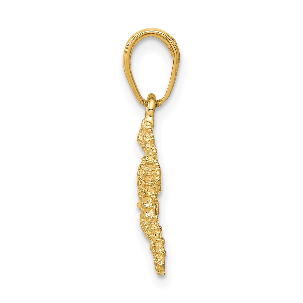 14K Gelbgold Massiv Seepferdchen und Seestern Anhänger