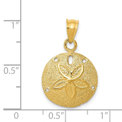 14K Gelbgold Massiv Poliert Lasergeschnittener Sanddollar-Anhänger