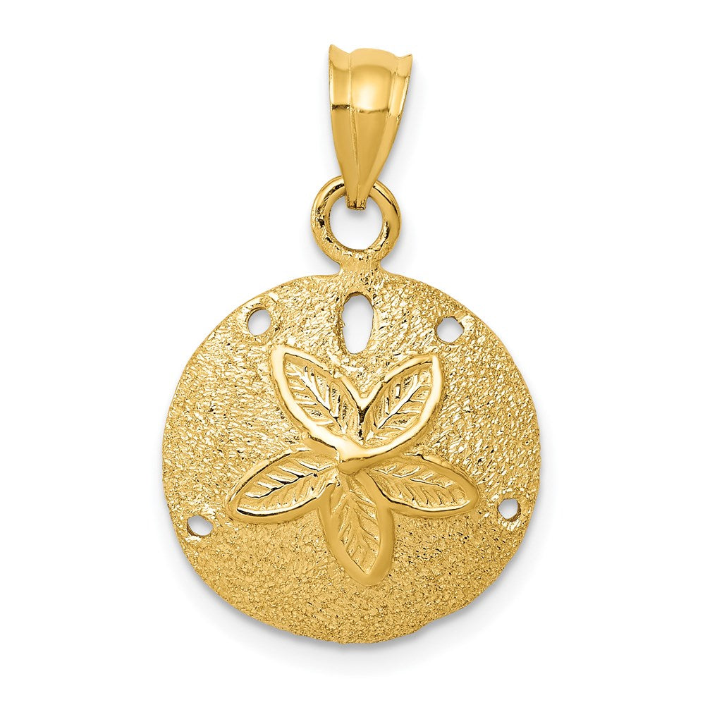 14K Gelbgold Massiv Poliert Lasergeschnittener Sanddollar-Anhänger